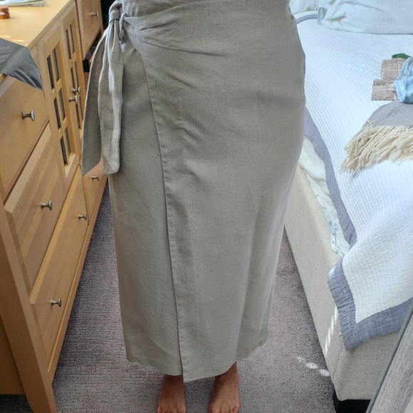 Wrap Around Linen Maxi Skirt - Picture 1 of 10